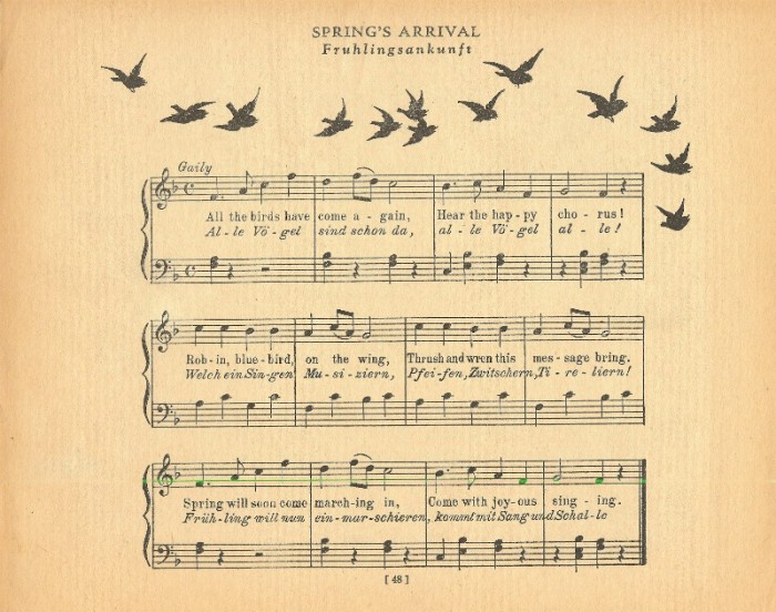 bird silhouette antique sheet music