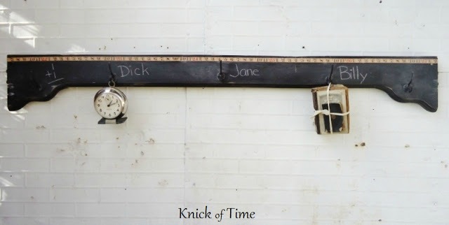 Repurposed Bed Side Rail Chalkboard Coat Rack by Knick of Time | knickoftime.net