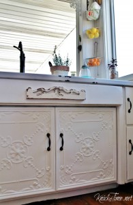Repurposed ceiling tiles on cabinet doors - KnickofTime.net