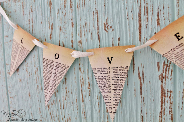 Dictionary Page Pennant Printable Banners - HOME, TIME, LOVE and NEST - Printable Tutorial | www.knickoftime.net
