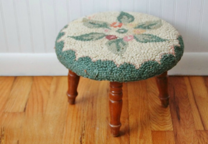 hooked rug foot stool