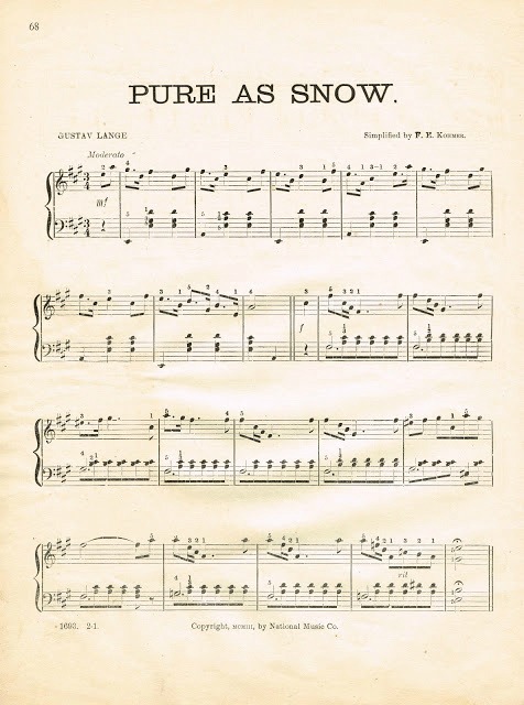 Pure as Snow Christmas Sheet Music Printable - KnickofTime.net
