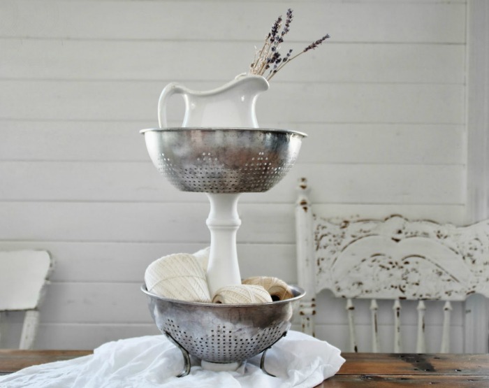 Repurposed Kitchen Strainer Tiered Stand by Knick of Time