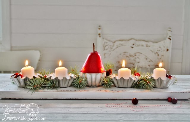 Repurposed Christmas Baking Tins Candle Holders Red Pear by Knick of Time