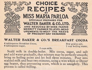 Antique Recipe Card Baker and Co. cocoa