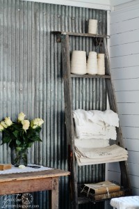 Repurposed Ladder Shelf via Knick of Time @ knickoftimeinteriors.blogspot.com