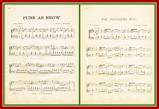 Antique Graphics Wednesday - 2 Winter Sheet Music Pages - Knick of Time
