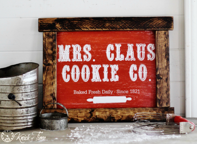Mrs. Claus DIY Christmas sign with rustic frame tutorial - KnickofTime.net
