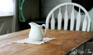 ironstone pitcher on farmhouse table