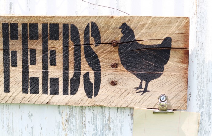 chicken stencil on sign