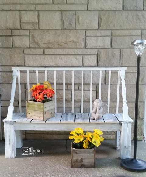 repurposed crib bench