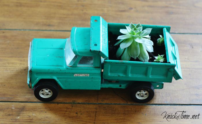 repurposed planter vintage toy truck
