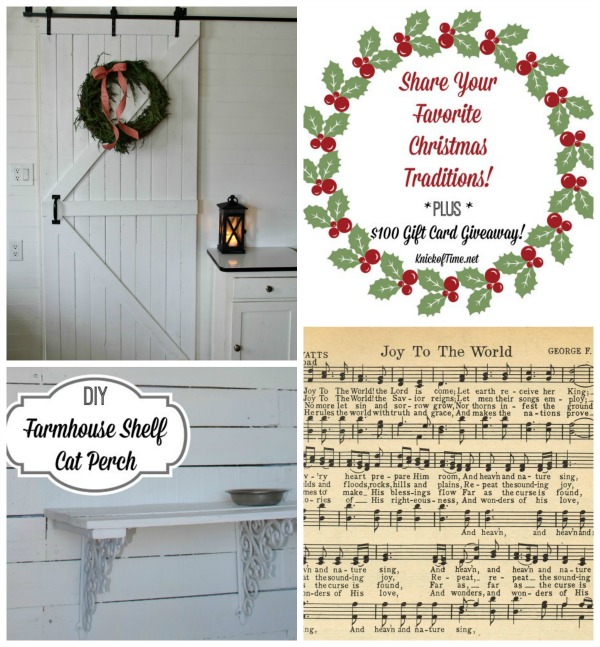 Christmas in the Kitchen | Balsam Hill Givaway | DIY Farmhouse Shelf | Joy to the World music page printable - KnickofTime.net