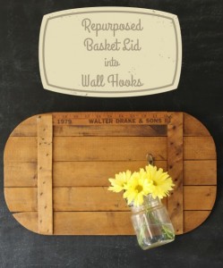 rustic picnic basket wooden crate lid repurposed into farmhouse wall hooks - KnickofTime.net