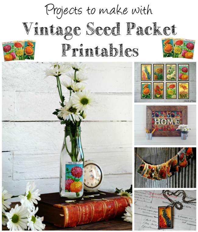 5 Projects for Spring and Summer to make with vintage flower seed packet printables - KnickofTime.net