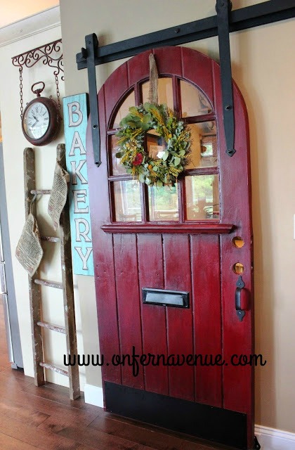 Barn Door Style Sliding Pantry Door featured at Talk of the Town - www.knickoftime.net