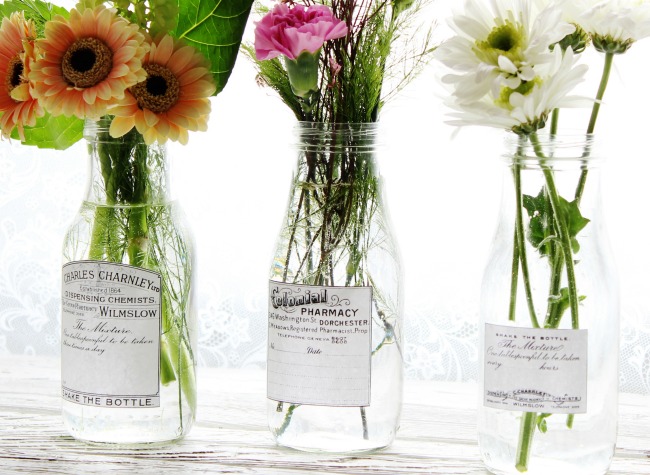 DIY Vintage Style Apothecary Bottles for Spring Flowers \ www.knickoftime.net