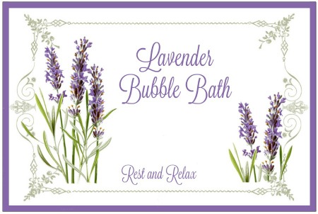 Free printable lavender bubble bath label for bath spa gift basket | www.knickoftime.net