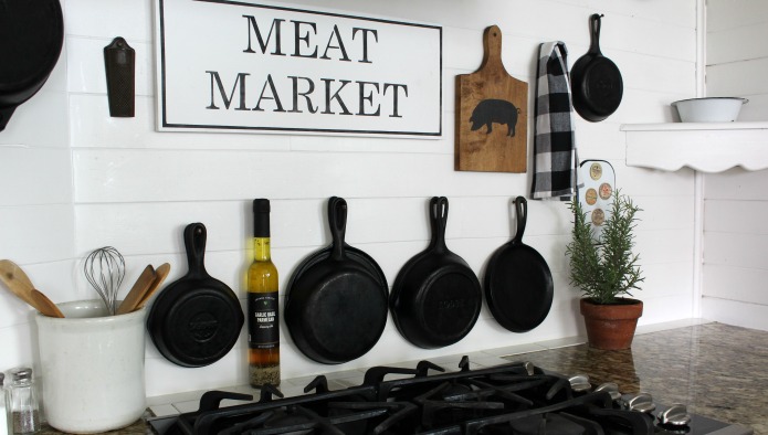 Make your own Meat Market Farmhouse Kitchen Sign with Knick of Time's Vintage Sign Stencils | www.knickoftime.net