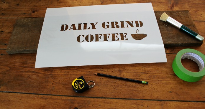 DIY Reclaimed Wood Old Sign Coffee Mug Holder using Knick of Time's Vintage Sign Stencils | www.knickoftime.net