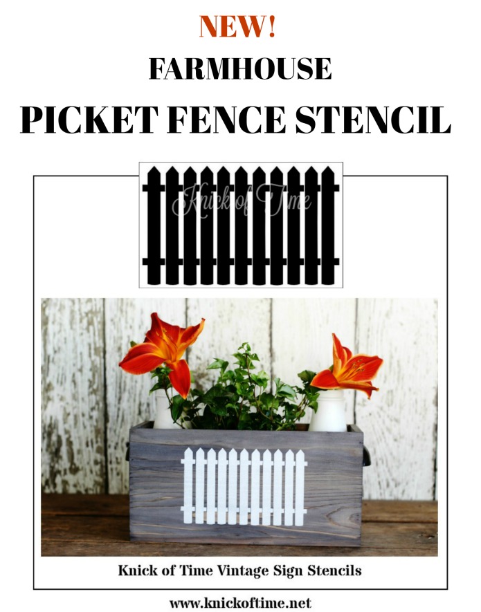 Create charming Picket Fence Farmhouse Decor using Knick of Time's Vintage Sign Stencils | www.knickoftime.net