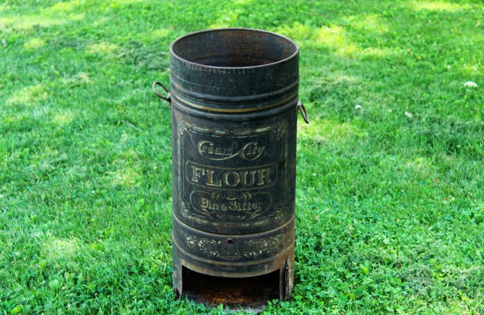 Antique flour bin and sifter before being repurposed into a farmhouse style accent table by Knick of Time | www.knickoftime.net