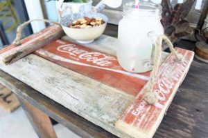 Vintage Coca Cola Crate repurposed wooden tray with rope handles featured by Knick of Time at Talk of the Town