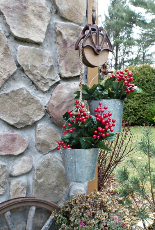 Barn Pulley Bucket Farmhouse Christmas Planter