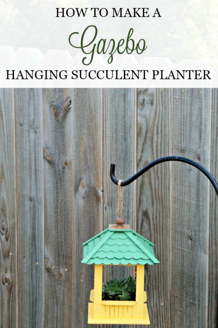 How to Make a DIY Gazebo Hanging Succulent Planter by Knick of Time | knickoftime.net