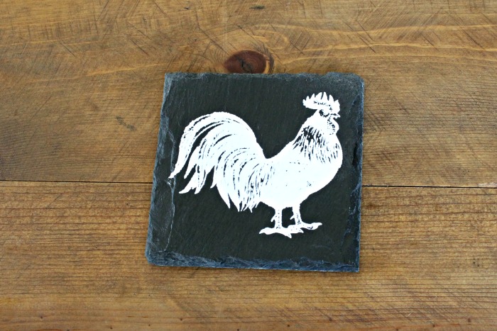 Chalk Couture farmhouse rooster slate drink coaster | knickoftime.net