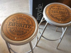 Stencilled vintage bar stools