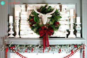 Christmas Mantle Glitter Deer Head by Jennifer Allwood