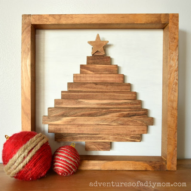 DIY Wood Christmas Tree Shadow Box Sign by Adventures of a DIY Mom