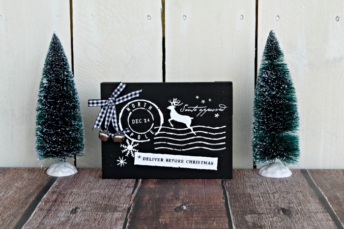 Chalk Couture North Pole Postmark on Black Pallet Sign by Knick of Time