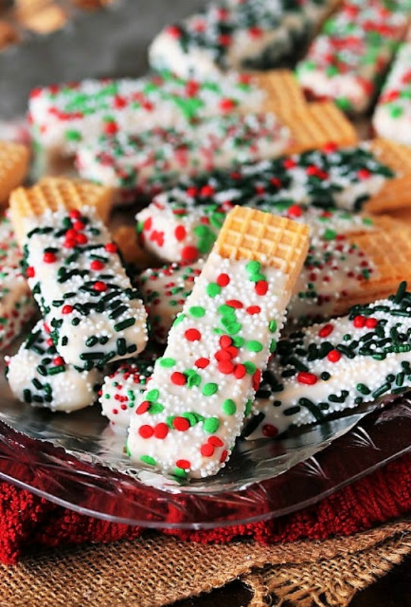 Christmas White Chocolate-Dipped Sugar Wafers