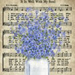 It Is Well With My Soul Watercolor Mason Jar Forget Me Not Flowers by Knick of Time